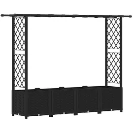 vidaXL Hochbeet mit Rankgitter und Dach 203 x 40 x 138 cm Schwarz
