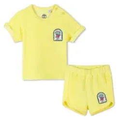 Timberland für Jungen. T60402 Gelbes T-shirt und Shorts-Set (3meses= 60cm), Lässig, Baumwolle, Kurzarm, Nachhaltig, Kinderbekleidung