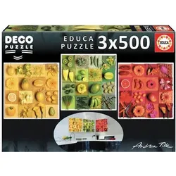 EDUCA 9218454 Früchte und Blumen 3x500 Teile Deko Puzzle **