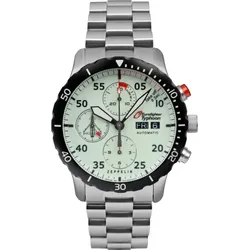 Zeppelin Herrenuhr Eurofighter 7218M5 - Beiges,nachts leuchtendes Ziffernblatt mit schwarzen Zahlen/Indices,silber - 43mm