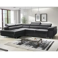 MODERNO Ecksofa mit Schlaffunktion und Bettkasten Avesta - Sofa +3 Sitzen mit Robusten Metallfüße - Schlafcouch L-Form - Modern Couch 277x203x73 cm - Ecke Links Velours Graphit