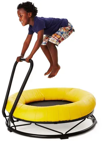 Kindertrampolin Ø103 cm für drinnen & draußen - abnehmbarer Haltegriff, 11 cm Schaumstoffrand, bis 25 kg - Gonge
