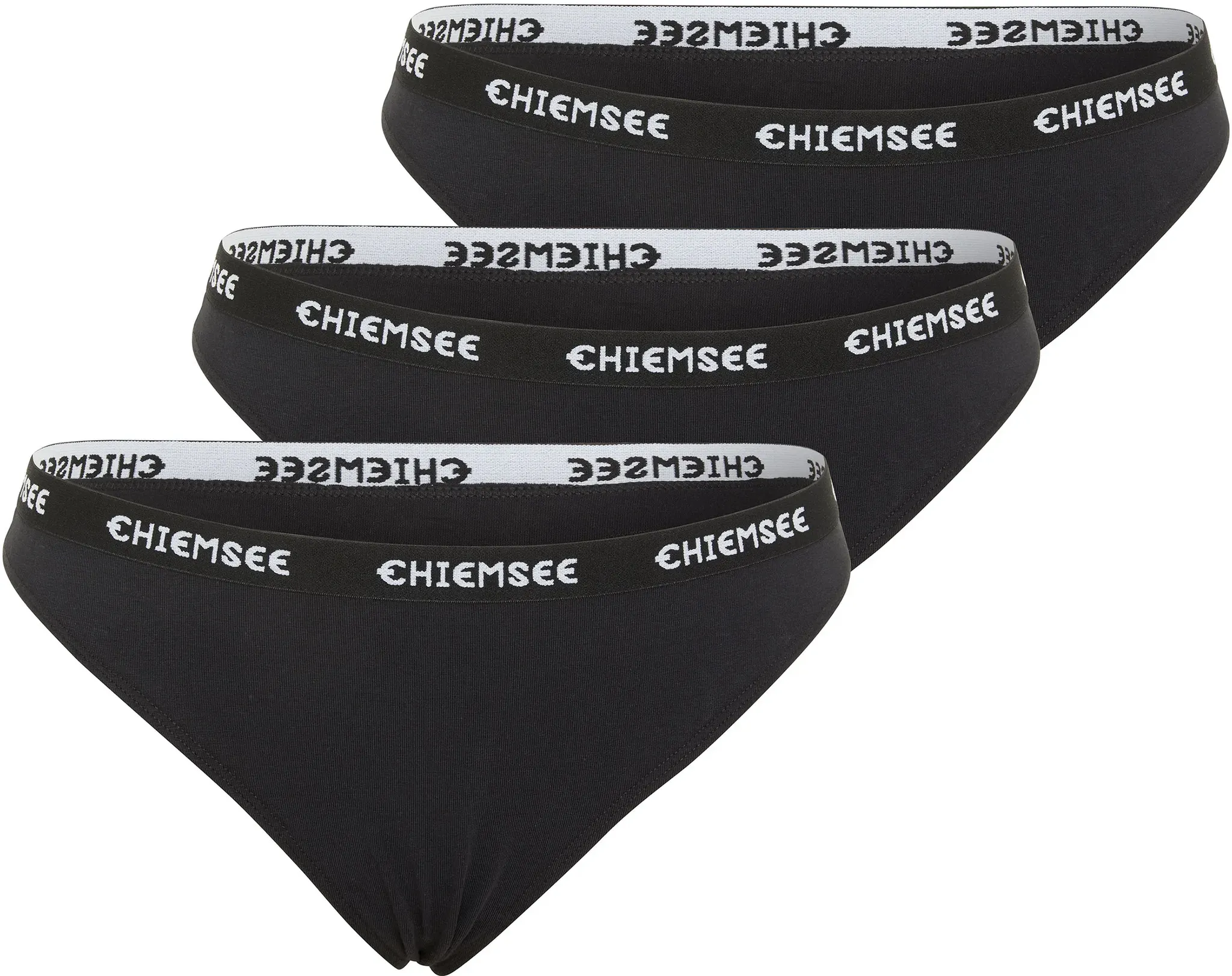 Tanga CHIEMSEE, Damen, Gr. L (42/44), schwarz, schwarz, 95% Baumwolle, 5% Elasthan, unifarben, eng, Unterhosen Tanga, - in vorteilhaftem 3er Pack