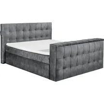 Set One by Musterring Boxspringbett "Richmond", grau (anthrazit), B:203cm L:243cm, SET ONE BY MUSTERRING, Komplettbetten, Boxspringbett, versenkbarer TV- Halterung mit Fernbedienung