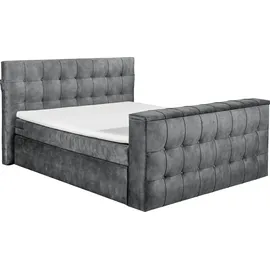 Set One by Musterring Boxspringbett "Richmond", grau (anthrazit), B:203cm L:243cm, SET ONE BY MUSTERRING, Komplettbetten, Boxspringbett, versenkbarer TV- Halterung mit Fernbedienung