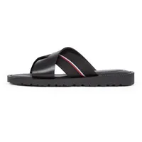 Tommy Hilfiger Herren Sandalen Core Criss aus Leder, Schwarz