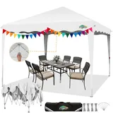 COBIZI Pavillon 3x3 Wasserdicht Stabil Winterfest Faltpavillon 3x3 One Push UV-Schutz Outdoor Partyzelt Wellige Traufe Festzelt Gartenpavillon Pop Up Pavillion Klappbar 3x3m Mit Tragetasche,Weiß