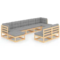 vidaXL 9-tlg. Garten-Lounge-Set mit Kissen Massivholz Kiefer