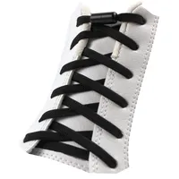 Flache elastische Schnürsenkel – 2 Paar – elastische Schnürsenkel ohne Knoten für Erwachsene oder Kinder und für alle Arten von Schuhen – Verschluss aus Metall in Farbe – Länge: 100 cm, Schwarz, 2 - 100