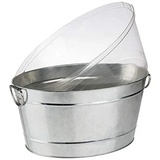 APS 36096 Getränkewanne -TIN-, 50 x 32 cm, H: 23 cm, Metall, verzinkt, PVC, mit Kunststoffeinsatz