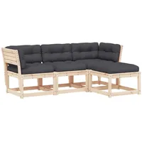 vidaXL 4-tlg Garten-Lounge-Set mit Kissen Massivholz Kiefer