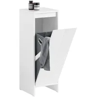 SoBuy Wäscheschrank mit ausklappbarem Wäschesack Wäschesammler Weiß Holzwerkstoff, 30x87x30
