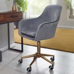 Schreibtischsessel in Grau Samt Retro Design