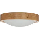 Licht-Erlebnisse Deckenleuchte Modern "ARBARO" Eiche Holz Glas Schirm Ø27cm Wohnzimmer