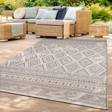 TT Home In-& Outdoor Teppich Wetterfest Balkon Küche Wohnzimmer Boho Rauten Design, Farbe: Beige 2, Größe:60x100 cm
