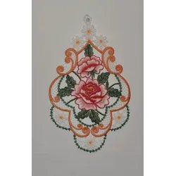 Fensterbild STICKEREIEN PLAUEN "Rosen" Gr. 1, bunt, B:20cm H:32cm, Textil, Fensterbilder