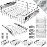 KESSER® Teleskopschublade 30-60cm Schrankbreite verchromt aus Edelstahl Schubladeneinsatz für Küchenschrank Korbauszug Schrankauszug