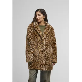URBAN CLASSICS "Urban Classics Ladies Oversized Faux Fur Leo Coat XS leo, 100% Polyester, Mäntel Wintermantel