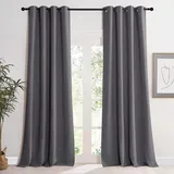 KGORGE Thermovorhang Hitzeschutz mit Ösen Wohnzimmer Blickdichte Vorhänge 2er Set 245 x 140 cm(HxB) Thermo Gardinen Verdunkelnd Grau Blickdicht Blackout Thermal Curtains