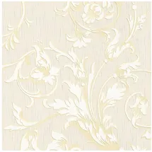 Profhome Textiltapete 0,53 m x 10 m 5,33 m2 Creme/Gold/Beige 956337