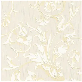 Profhome Textiltapete 0,53 m x 10 m 5,33 m2 Creme/Gold/Beige 956337