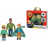 Simba Feuerwehrmann Sam Superhelden Figurenset, Polizist Malcom, Norman und James, voll beweglich, 7,5 cm