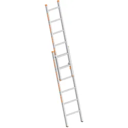 Layher Schiebeleiter TOPIC 6 Sprossen, Aluminiumleiter 2x6 Sprossen, zweiteilig, aus...