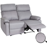 2er Kinosessel MCW-L93, Relaxsessel Fernsehsessel Sofa, Armlehne Liegefunktion Nosagfederung Stoff/Textil ~ hellgrau