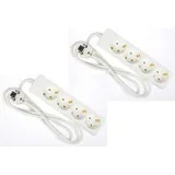 2 x G-L-T 4-Fach Mehrfachsteckdose Weiss Steckdosenleiste, Steckplätze 45 Grad gedreht, Kabel 1,4m, Steckerleiste