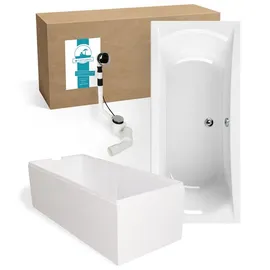 Calmwaters Rechteck Badewanne Komplettset 180 x 80 cm Ablaufgarnitur