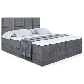 altdecor BOXBETT mit Matratze H3 und Lattenrost, - NOVA - 160x200 Dunkelgrau