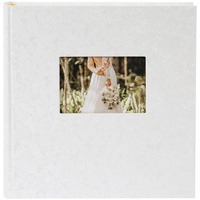 Goldbuch 31485 Hochzeitsalbum mit Fensterausschnitt, Romeo, Fotoalbum zur Hochzeit, 30 x 31 cm, Album mit 100 weiße Seiten mit Pergamin-Trennblättern, Erinnerungsalbum mit Kunstleder, Weiß