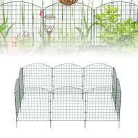 UISEBRT Teichzaun Gartenzaun Metall Dekorative Steckzaun für Hunde - Gitterzäune Komplettset mit 10 Zaunelemente & 12 Befestigungsstäben Freigehege Begrenzung - 78x78cm Oberbogen