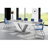 Design Esstisch Tisch HEU-111 Grau - Weiß Hochglanz ausziehbar 160 bis 256 cm - Grau