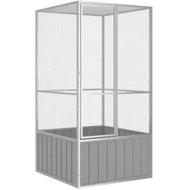 vidaXL Vogelkäfig Grau 111 x 107 x 211,5 cm verzinkter Stahl