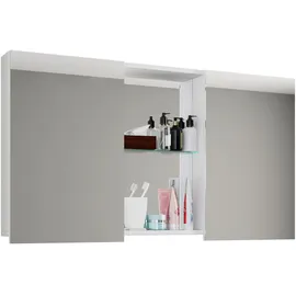 VCM Budasi Weiß Holzwerkstoff, 112x59x12 cm T. 12 cm Zwei Drehtüren mit Ablagefächer Spiegelschrank -