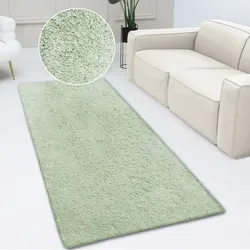 Hochflor-Läufer MY HOME "Desner" Gr. 12, grün, B:80cm H:38mm L:250cm, Kunstfaser, Teppiche, Mikrofaser, Uni-Farben, fußbodenheizungsgeeignet, Läufer, Brücke, Flur