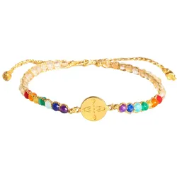Samapura Achtsamkeit 7 Chakren Zitronenquarz Armband | Gold Faden Armbänder & Armreife   Damen 