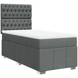 vidaXL Boxspringbett mit Matratze Dunkelgrau 100x200 cm Stoff