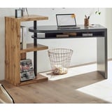 MCA furniture Regal-Schreibtisch Moura (Laptoptisch mit schwenkbarer Tischplatte und Regal, grau und Eiche), Tischplatte lackiert grau