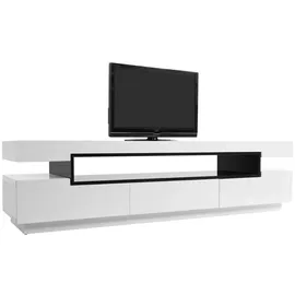 miliboo LIVO Design-TV-Möbel Lowboard 50 cm Weiß Holz/Kunststoff/MDF