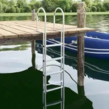 vidaXL 4-Stufen Dockleiter Silber