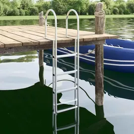 vidaXL 4-Stufen Dockleiter Silber