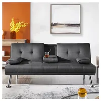 Yaheetech Schlafsofa Klappbares Couch Sofa mit Schlaffunktion Bettsofa, Liegefläche von 167 × 94 cm fürs Wohnzimmer/Schlafzimmer/Gästezimmer grau