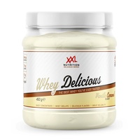 XXL Nutrition - Whey Delicious Protein Pulver - Leckerste Shake - Eiweiss Pulver, Whey Protein Isolat & Konzentrat - Hohe Qualität - 78,5% Proteingehalt - Vanille Karamell - 450 Gramm