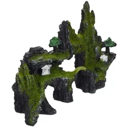 Relaxdays Aquarium Deko Felsen Grün,Schwarz