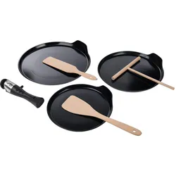 GRÄWE Crêpes Pfannenset 7-teilig, inkl abnehmbarer Griff, Crêpes Zubehör