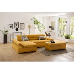 Polsterhocker INOSIGN "Avesa", gelb (senf), B:136cm H:43cm T:64cm, 95% Polyester, 5% Polyacryl, Hocker, Mit großem Staufach, passend zur Serie "Avesa", B/T/H: 136/64/43 cm