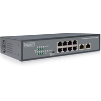 Digitus 8-Port Fast Ethernet PoE Switch, 19 Zoll, Unmanaged,