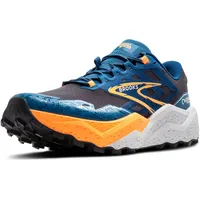 Brooks Caldera 7 Sneaker, Ebony Mosaic Blue Orange, 42